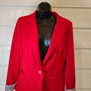 INDIGO SAINTS WOMENS MEDIUM RED JACKET BLAZER LINED SOFT